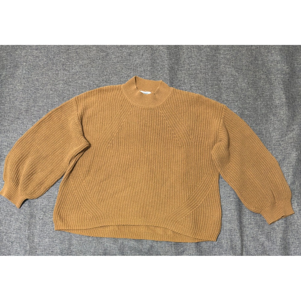 Old Navy Womens XL Sweater Brown Mock Neck Shaker Knit Balloon Sleeve